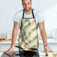 Hawaiian Pikake Maile Lei Apron Tiare Hibiscus Kalo Palapalai Leaf Beige LT19 - Polynesian Pride
