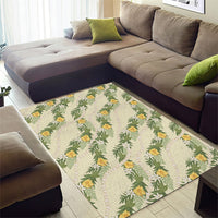 Hawaiian Pikake Maile Lei Area Rug Tiare Hibiscus Kalo Palapalai Leaf Beige LT19 - Polynesian Pride
