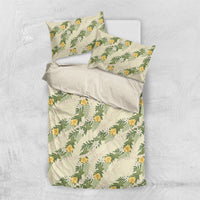 Hawaiian Pikake Maile Lei Bedding Set Tiare Hibiscus Kalo Palapalai Leaf Beige LT19 US Twin 172cm x 218cm Beige - Polynesian Pride