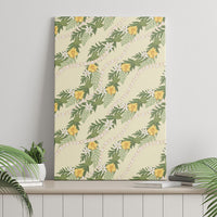 Hawaiian Pikake Maile Lei Canvas Wall Art Tiare Hibiscus Kalo Palapalai Leaf Beige LT19 - Polynesian Pride