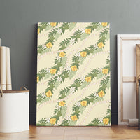 Hawaiian Pikake Maile Lei Canvas Wall Art Tiare Hibiscus Kalo Palapalai Leaf Beige LT19 - Polynesian Pride