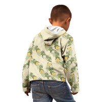 Hawaiian Pikake Maile Lei Kid Hoodie Tiare Hibiscus Kalo Palapalai Leaf Beige