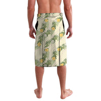 Hawaiian Pikake Maile Lei Lavalava Tiare Hibiscus Kalo Palapalai Leaf Beige LT19 - Polynesian Pride
