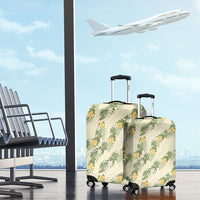 Hawaiian Pikake Maile Lei Luggage Cover Tiare Hibiscus Kalo Palapalai Leaf Beige LT19 - Polynesian Pride