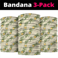 Hawaiian Pikake Maile Lei Neck Gaiter Tiare Hibiscus Kalo Palapalai Leaf Beige LT19 package One Size: 25*50cm Beige - Polynesian Pride