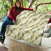 Hawaiian Pikake Maile Lei Quilt Tiare Hibiscus Kalo Palapalai Leaf Beige LT19 - Polynesian Pride
