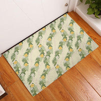 Hawaiian Pikake Maile Lei Rubber Doormat Tiare Hibiscus Kalo Palapalai Leaf Beige LT19 - Polynesian Pride
