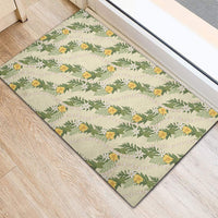 Hawaiian Pikake Maile Lei Rubber Doormat Tiare Hibiscus Kalo Palapalai Leaf Beige LT19 - Polynesian Pride