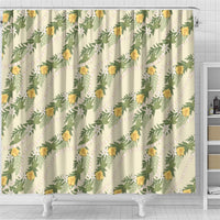 Hawaiian Pikake Maile Lei Shower Curtain Tiare Hibiscus Kalo Palapalai Leaf Beige LT19 - Polynesian Pride