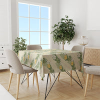 Hawaiian Pikake Maile Lei Tablecloth Tiare Hibiscus Kalo Palapalai Leaf Beige LT19 - Polynesian Pride