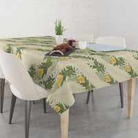Hawaiian Pikake Maile Lei Tablecloth Tiare Hibiscus Kalo Palapalai Leaf Beige LT19 - Polynesian Pride