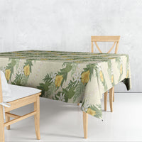 Hawaiian Pikake Maile Lei Tablecloth Tiare Hibiscus Kalo Palapalai Leaf Beige LT19 - Polynesian Pride