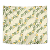 Hawaiian Pikake Maile Lei Tapestry Tiare Hibiscus Kalo Palapalai Leaf Beige LT19 - Polynesian Pride