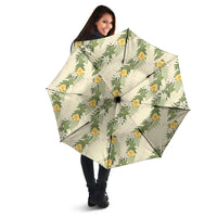 Hawaiian Pikake Maile Lei Umbrella Tiare Hibiscus Kalo Palapalai Leaf Beige LT19 - Polynesian Pride