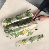 Hawaiian Pikake Maile Lei Umbrella Tiare Hibiscus Kalo Palapalai Leaf Beige LT19 - Polynesian Pride