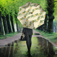 Hawaiian Pikake Maile Lei Umbrella Tiare Hibiscus Kalo Palapalai Leaf Beige LT19 - Polynesian Pride