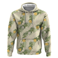 Hawaiian Pikake Maile Lei Zip Hoodie Tiare Hibiscus Kalo Palapalai Leaf Beige LT19 Pullover Hoodie Beige - Polynesian Pride