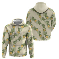 Hawaiian Pikake Maile Lei Zip Hoodie Tiare Hibiscus Kalo Palapalai Leaf Beige LT19 - Polynesian Pride