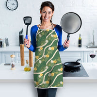 Hawaiian Pikake Maile Lei Apron Tiare Hibiscus Kalo Palapalai Leaf Green LT19 - Polynesian Pride