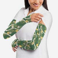 Hawaiian Pikake Maile Lei Arm Sleeves Tiare Hibiscus Kalo Palapalai Leaf Green LT19 - Polynesian Pride
