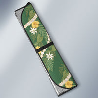 Hawaiian Pikake Maile Lei Auto Sun Shade Tiare Hibiscus Kalo Palapalai Leaf Green LT19 - Polynesian Pride
