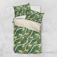 Hawaiian Pikake Maile Lei Bedding Set Tiare Hibiscus Kalo Palapalai Leaf Green LT19 US Twin 172cm x 218cm Green - Polynesian Pride