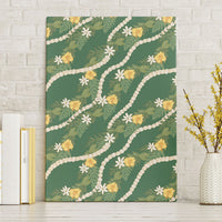 Hawaiian Pikake Maile Lei Canvas Wall Art Tiare Hibiscus Kalo Palapalai Leaf Green LT19 Without Frame Green - Polynesian Pride