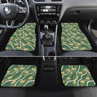 Hawaiian Pikake Maile Lei Car Mats Tiare Hibiscus Kalo Palapalai Leaf Green LT19 Set 4pcs Green - Polynesian Pride