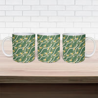 Hawaiian Pikake Maile Lei Ceramic Mug Tiare Hibiscus Kalo Palapalai Leaf Green LT19 - Polynesian Pride