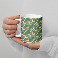 Hawaiian Pikake Maile Lei Ceramic Mug Tiare Hibiscus Kalo Palapalai Leaf Green LT19 - Polynesian Pride