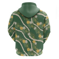 Hawaiian Pikake Maile Lei Hoodie Tiare Hibiscus Kalo Palapalai Leaf Green