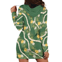 Hawaiian Pikake Maile Lei Hoodie Dress Tiare Hibiscus Kalo Palapalai Leaf Green