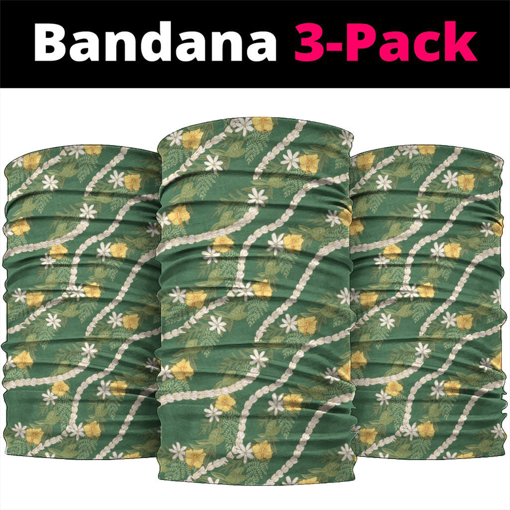 Hawaiian Pikake Maile Lei Neck Gaiter Tiare Hibiscus Kalo Palapalai Leaf Green LT19 package One Size: 25*50cm Green - Polynesian Pride
