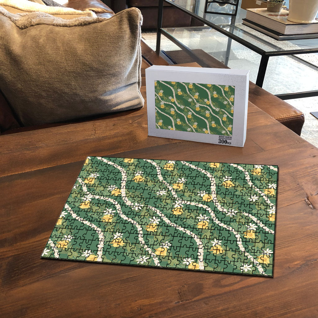 Hawaiian Pikake Maile Lei Puzzle Tiare Hibiscus Kalo Palapalai Leaf Green LT19 - Polynesian Pride
