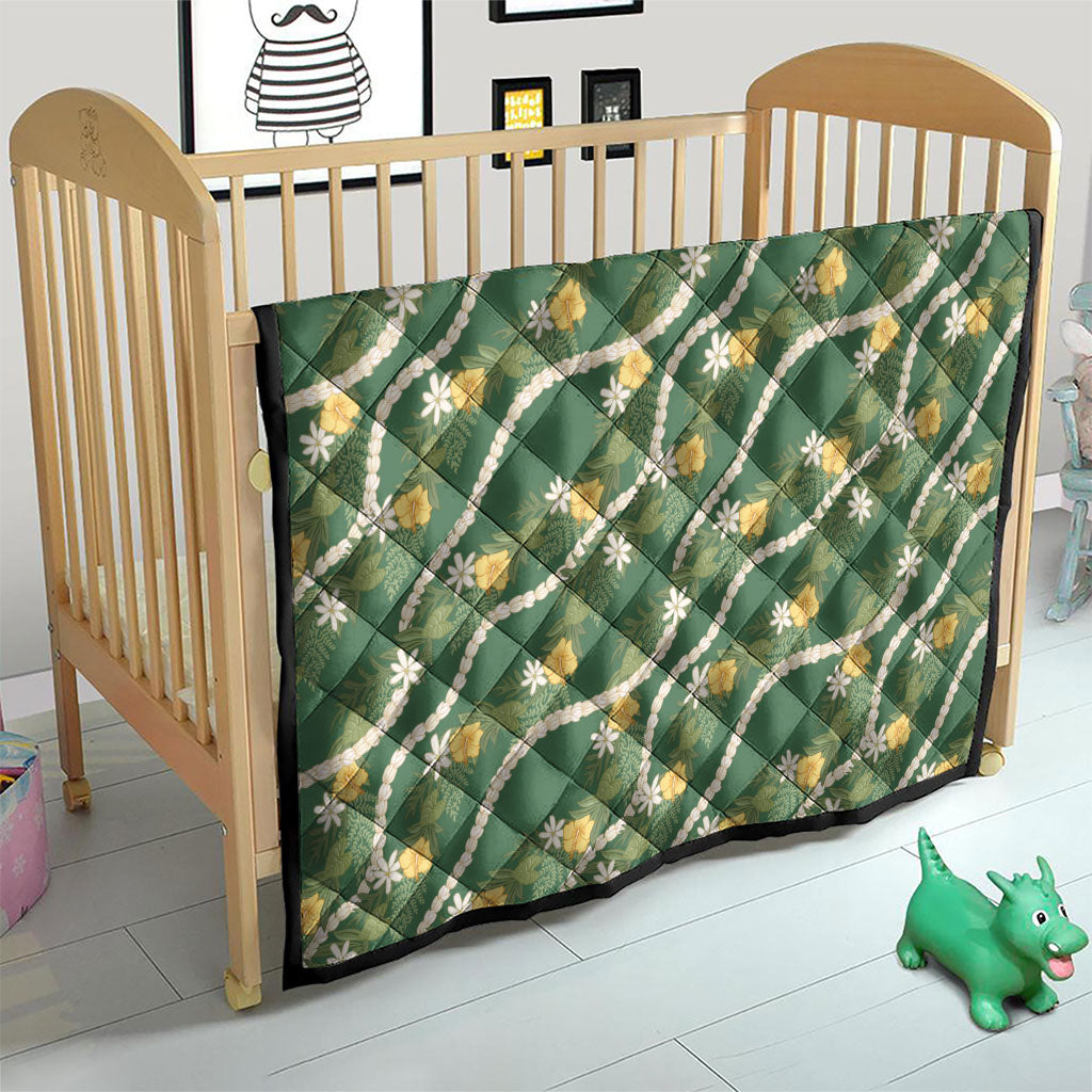 Hawaiian Pikake Maile Lei Quilt Tiare Hibiscus Kalo Palapalai Leaf Green LT19 - Polynesian Pride