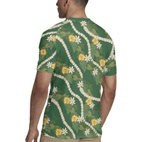 Hawaiian Pikake Maile Lei Rugby Jersey Tiare Hibiscus Kalo Palapalai Leaf Green LT19 - Polynesian Pride