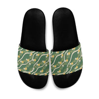 Hawaiian Pikake Maile Lei Slide Sandals Tiare Hibiscus Kalo Palapalai Leaf Green LT19 Green - Polynesian Pride