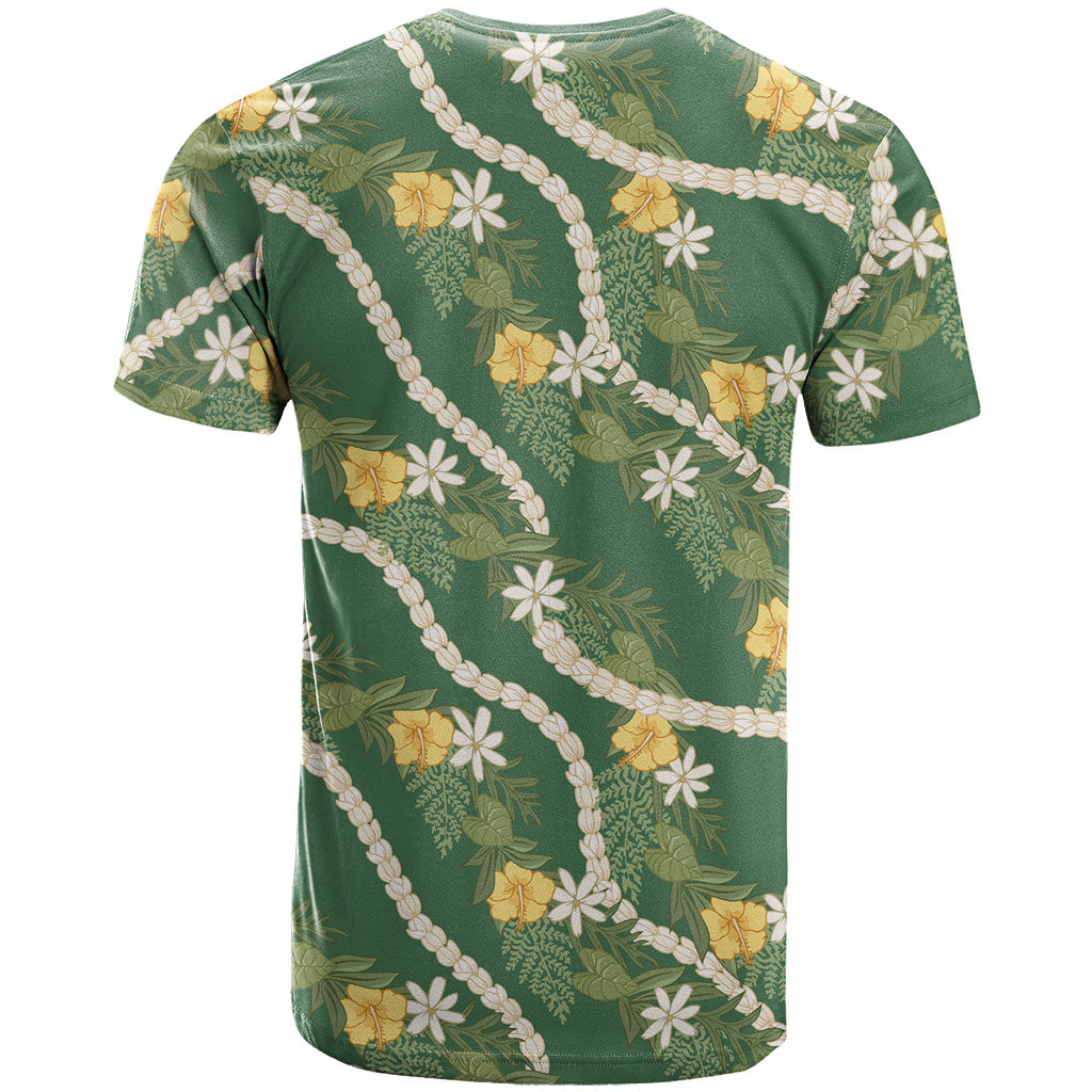 Hawaiian Pikake Maile Lei T Shirt Tiare Hibiscus Kalo Palapalai Leaf Green LT19 - Polynesian Pride