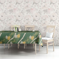 Hawaiian Pikake Maile Lei Tablecloth Tiare Hibiscus Kalo Palapalai Leaf Green LT19 - Polynesian Pride