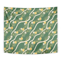 Hawaiian Pikake Maile Lei Tapestry Tiare Hibiscus Kalo Palapalai Leaf Green LT19 - Polynesian Pride