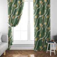 Hawaiian Pikake Maile Lei Window Curtain Tiare Hibiscus Kalo Palapalai Leaf Green LT19 - Polynesian Pride