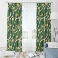 Hawaiian Pikake Maile Lei Window Curtain Tiare Hibiscus Kalo Palapalai Leaf Green LT19 - Polynesian Pride