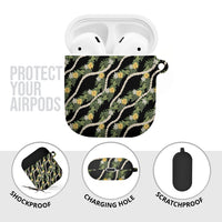 Hawaiian Pikake Maile Lei AirPods Case Tiare Hibiscus Kalo Palapalai Leaf Black
