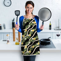 Hawaiian Pikake Maile Lei Apron Tiare Hibiscus Kalo Palapalai Leaf Black LT19 - Polynesian Pride