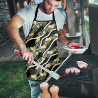 Hawaiian Pikake Maile Lei Apron Tiare Hibiscus Kalo Palapalai Leaf Black LT19 - Polynesian Pride