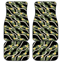 Hawaiian Pikake Maile Lei Car Mats Tiare Hibiscus Kalo Palapalai Leaf Black LT19 - Polynesian Pride