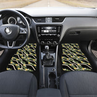 Hawaiian Pikake Maile Lei Car Mats Tiare Hibiscus Kalo Palapalai Leaf Black LT19 Set 2pcs - Front Black - Polynesian Pride