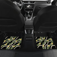 Hawaiian Pikake Maile Lei Car Mats Tiare Hibiscus Kalo Palapalai Leaf Black LT19 Set 2pcs - Back Black - Polynesian Pride