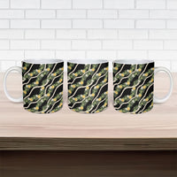 Hawaiian Pikake Maile Lei Ceramic Mug Tiare Hibiscus Kalo Palapalai Leaf Black LT19 - Polynesian Pride