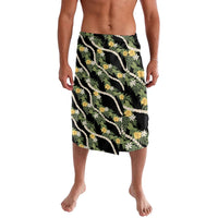 Hawaiian Pikake Maile Lei Lavalava Tiare Hibiscus Kalo Palapalai Leaf Black LT19 Black - Polynesian Pride